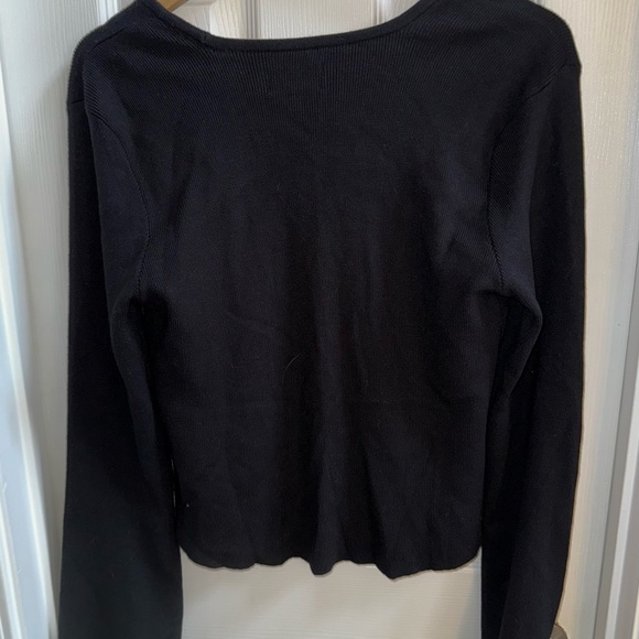 Maeve By Anthropologie Box Neck Sweater Women’s L Black Long Sleeve Whimsigoth - Picture 2 of 8